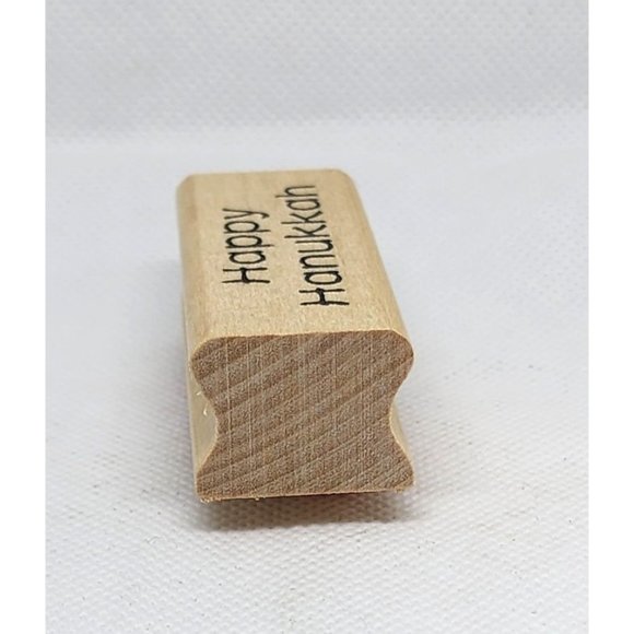 Nicole Quality Value Holiday Expressions Happy Hanukkah Wood Rubber Stamp - Picture 3 of 8